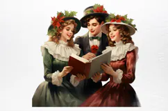 Vintage Floral Christmas Clipart PNG Product Image 2