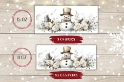 Snowman Mug Template, Watercolor Flowers Mug Wrap Design Product Image 2