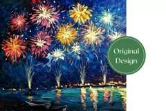 Fireworks Tumbler Wrap Design, Art Tumbler Sublimation Product Image 2