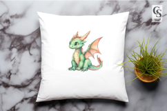 Cute Green Baby Dragon Clipart Sublimation PNG Product Image 2