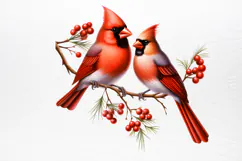 Christmas Cardinal Watercolor Clipart PNG Product Image 2