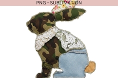 Patchwork Bunny PNG | Rustic Fabric Rabbit Clipart | Camo Product Image 2
