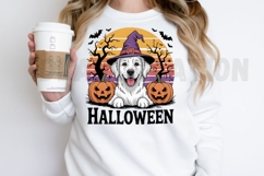 Retro Halloween Golden Retriever Sublimation PNG Design Product Image 2