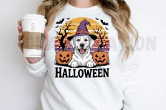 Retro Halloween Golden Retriever Sublimation PNG Design Product Image 2