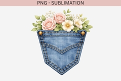 Denim pocket flowers png design for T-shirts Product Image 2