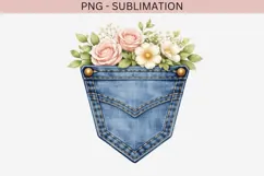 Denim pocket flowers png design for T-shirts Product Image 2