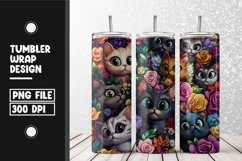 Cute cat pattern Tumbler Wrap | Sublimation | 20 oz Skinny Product Image 1
