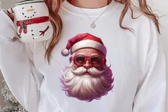 Vintage Black Pink Santa Claus Sublimation Clipart Product Image 3