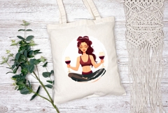 Cartoon Yoga Illustration, Wine Yoga Sublimation Product Image 2