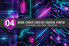 Neon Cyber Circuit Digital Paper Product Image 1