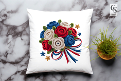 Patriotic Crochet Daisy Bouquet Clipart Sublimation PNG Product Image 2