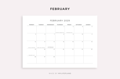 2029 Monthly Calendar with Holidays, Landscape, Printable Product Image 2