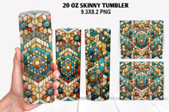 Skinny Tumbler 20oz Wrap Design, Stained Tumble PNG Design Product Image 1