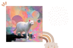 Abstract Pillow Case Design, White Cat Pillow Template Product Image 2