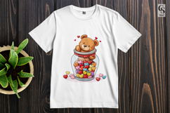 Cute Teddy Bear with Roses Ice Cream Hearts Clipart Product Image 2
