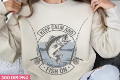 Keep calm and fish on PNG, Fishing Quotes Sublimation Product Image 1