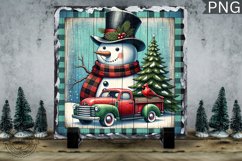 Christmas Snowman, Christmas Square Sublimation Slate Design Product Image 1