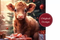 Christmas Tumbler Sublimation, Baby Highland Cow Tumbler PNG Product Image 2