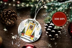 Watercolor Christmas Ornament, Yellow Door Ornament Design Product Image 2
