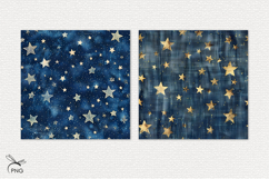 Denim with stars digital paper, background clipart Product Image 2