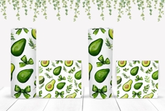 Watercolor Avocado Tumbler Wrap, Green Tumbler Sublimation Product Image 2