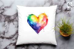 Watercolor Bright Rainbow Heart Clipart Sublimation PNG Product Image 3