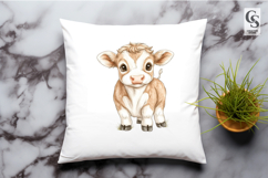 Cute Baby Cow Watercolor Clipart Sublimation PNG Product Image 2