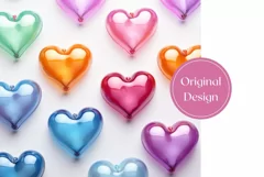 3d Glass Hearts Tumbler Design, Valentine's Day Tumbler Product Image 2