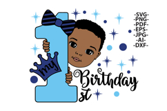 First Birthday Boy PNG Clipart with Glitter Blue Number One Product Image 2