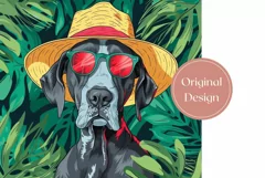 Tropical Tumbler Wrap, Summer Great Dane Tumbler Design Product Image 2
