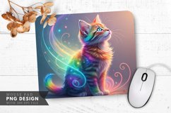 Whimsical Rainbow Cat in Swirling Colors Mouse Pad PNG Product Image 1