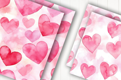 Watercolor Pink Heart Digital Paper Product Image 2