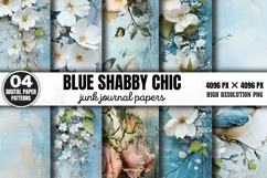 Blue Shabby Chic Junk Journal Paper PNG Product Image 1