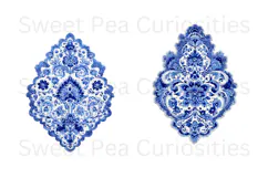Blue Toile, Ephemera, PNG, Clipart, Junk Journal, flowers Product Image 2