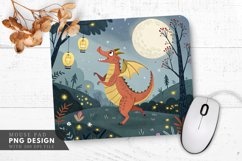 Curious Night Dragon Among Stars Mouse Pad PNG Design Product Image 1