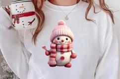 Pink Christmas Snowman Clipart, Christmas PNG Product Image 2