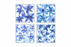 Watercolor Blue Clematis Flower Digital Paper Product Image 2