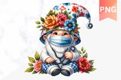 Floral Nurse Gnome Sublimation - Gnome Clipart Design Product Image 1