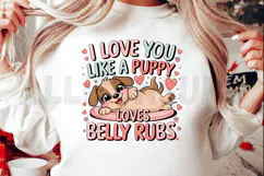 Cute Puppy Loves Belly Rubs Valentines Day Illustration Product Image 2