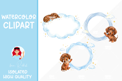 Watercolor Dachshund Frame Clipart Product Image 1