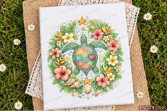 Sea Turtle Floral PNG Design | Tropical Ocean Turtle Sublima Product Image 3