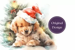 Christmas Tumbler Wrap Template, Watercolor Dog Tumbler PNG Product Image 2