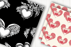 Pink Angel Wings Heart Digital Paper Product Image 2