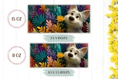 Cartoon Dog Mug Design, Animals Mug Wrap, Flowers Mug PNG Product Image 2