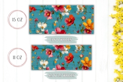 Blue Mug Wrap Design, Flowers Mug Sublimation Product Image 2