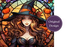 Stained Glass Halloween Witch, Stained Glass Tumbler Wrap Product Image 2