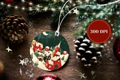 Cartoon Winter Village Round Ornament, Cozy Winter Ornament Product Image 2