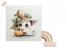 Watercolor Ghost Pillow Design, Halloween Pillow Case Product Image 2