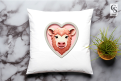 Cute Highland Cow Face in Heart Frame Valentine PNG Product Image 3