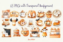 Cute Ghost Cafe Watercolor Clipart Product Image 2